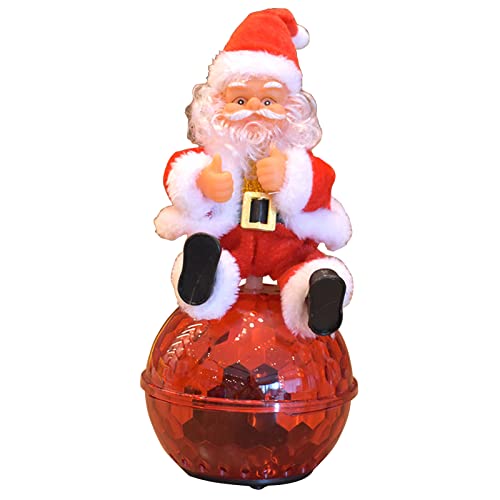 Figurine de Père Noël électrique et rotative avec décorations colorées pour table