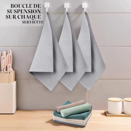 Jogoico Lot de 6 Torchons de Cuisine 100% Coton, Torchon Vaisselle 35x35cm – vue 5