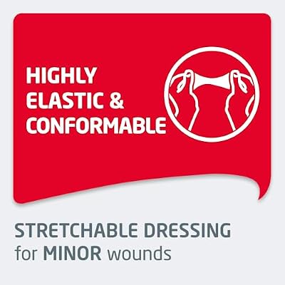 Leukoplast Elastic Fabric Adhesive Bandages - First Aid Dressing for Minor Wounds - Suitable for Knees, Elbows, and Wrists - Flexible - 2 x 2.5 in., Large Digit, 50 Bandages
