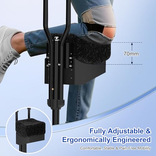 Knee Crutch with Adjustable Safety Kneepad | Non-Slip Mobility Aid for Left or Right Leg | Comfortable Peg Leg Alternative for Foot & Ankle Surgery Recovery, Leg Injury Support — view 4