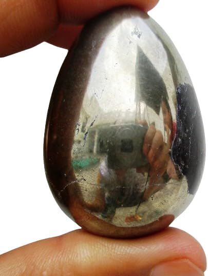 Pyrite Egg Massage Egg, Decorative Egg, Gift Egg with Reiki Infused worth $30 and With Gift Bag for Chakra Healing, Tantra Healing, Gemstone Healing