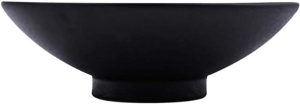 8inch Ceramic Rice Bowl, High Temperature Resistant Shallow Mouth Bowl Tableware - Non-slip - Capacity 750ml - Black