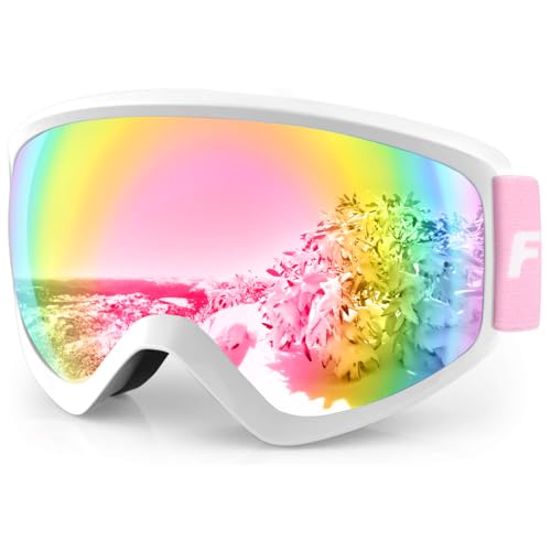 Findway Skibrille Kinder,Ski Snowboard Brille Brillenträger Snowboardbrille Schneebrille Verspiegelt für Junior Jungen Mädchen Teenager 5-16 Jahre - OTG 100% Anti-UV Anti-Fog