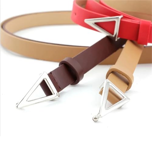 Narrow Leather Belt Women Waistbands Silver Triangle Snap Buckle Belt Ladies Wild Decoration Band3