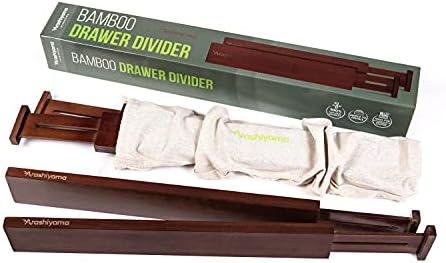 x4 Bamboo Drawer Dividers by Arashiyama® + FREE Storage Bag | Adjustable Drawer Organisers for the Bedroom, Kitchen, Bathroom and Office I (Mahogany)