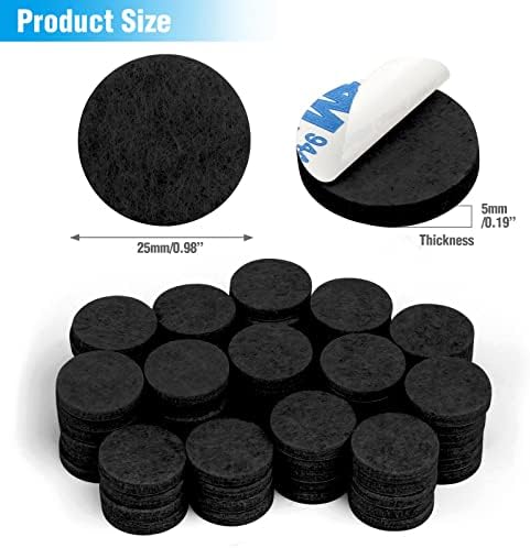80pcs Felt Pads for Furniture Black Floor Protectors for Chairs Self Adhesive Furniture Pads for Chair Leg Thick Anti Scratch Felt Pads for Table Sofa 25MM 5MM