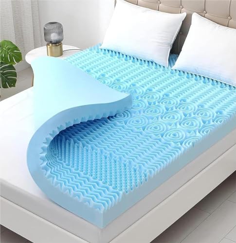 YUGYVOB Twin Size Mattress Topper, Cooling Gel Infused Mattress Topper,7 Zone Egg Crate Foam, CertiPUR-US Certified, 2.9-Inch (38 * 75 Inch) by YUGYVOB - Used condition - CA$70.55