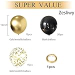 Black and Gold Confetti Balloons, 50 Pack Gold Metallic and Black Latex Balloons for Birthday Graduation Annivesary New Year Party Decorations. - Image 2