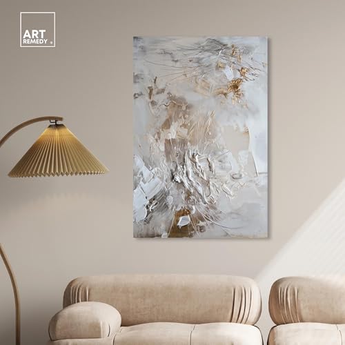 Art Remedy Pearl Glimmer Canvas Elegant Gold Abstract, Gallery Wrapped, 30" x 45" by Art Remedy - Image 3