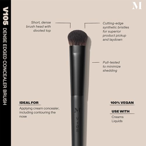 Morphe V105 Dense Edged Concealer Brush - Vegan Pro Series Makeup Brush for Liquid & Cream Makeup - Provides Concentrated Coverage in a Single Press (1 Count)