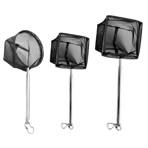 tiyiyok - tiyiyok 3 Pcs Épuisette Télescopique, 13.5-40 CM Épuisette pour Aquarium, kit d'entretien pour Aquarium, pour Attraper Les Petits Poissons et Crevettes, Convient pour Les Bassin, Aquarium et Piscine - -12%