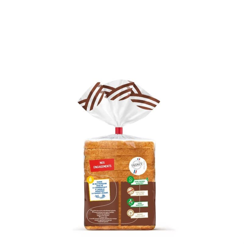 JACQUET - Pain de mie complet 550g - Sans sucre ajouté - Pour un petit déjeuner équilibré - Lot De 4