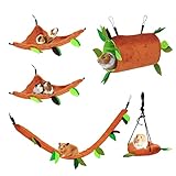 ISMARTEN Hamster Guinea Pig Hammock, Small Animal Hanging Hammock Warm Bed House Hamster Guinea Pig Rat Cage Accessories Toys Bed Hanging Tunnel and Swing for Sugar Glider Squirrel Playing