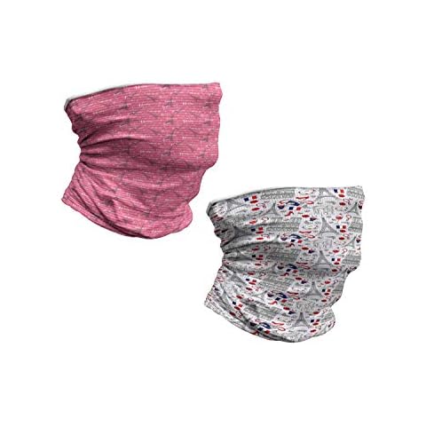 ABAKUHAUS Set de 2 Calentador de Cuello, Día de San Valentín inspiró el Modelo del Viaje del francés, Blanco Multicolor Cover