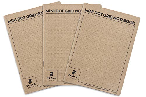 Koala Tools | Bullet Notebook - Mini Dot Grid Notebook (3 pack) | 5" x 7", 60 pp. - Durable Kraft Cover with 1/8" Dotted Grid