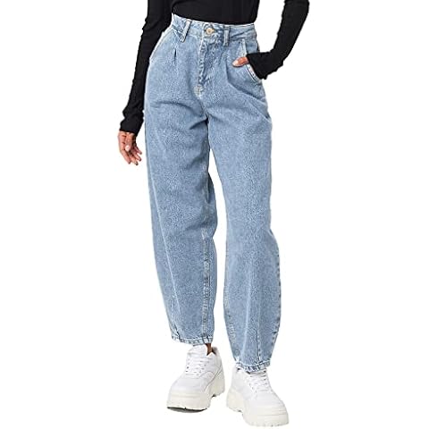 Vetinee Denim Mum Jeans for Women Womens High Waist Balloon Loose Tapered Jeans Cover