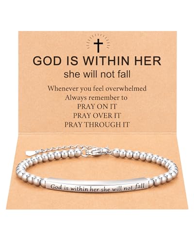 JOGDIAM Christian Gifts for Women Religious Jewelry Cross Bible Verse Bracelets God is Within Her...