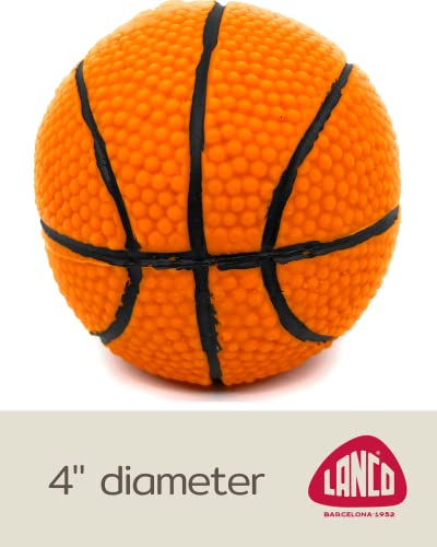 Basketball - Soft, Squeaky Dog Toy - Natural Rubber (Latex) - For Medium Dogs & Large Dogs - 3.5" Diameter - Bouncy - Complies With Same Safety Standards As Children's Toys - Indoor Play #TOP5