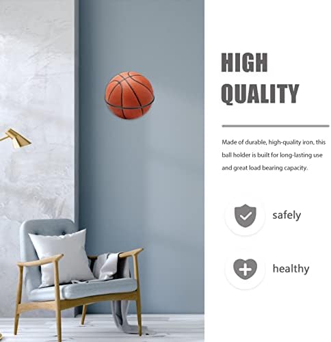 CLISPEED Wall Mount Ball Holder: 5pcs Steel Football Storage Racks Iron Basketball Display Organizer with Screws Sports Room Decor for Soccer Volleyball