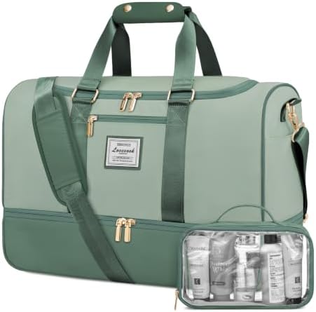 LOVEVOOK Weekender Reisetasche Damen, 37L Travel Duffle Bag Reisetaschen mit Kulturtasche, Schuhfach & Nassfach, Wasserdicht Sporttasche Gym Yoga Bag, Handgepäck Tasche für Sport R
