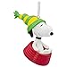 Hallmark Christmas Ornament Peanuts Snoopy Sledding in Dog Bowl