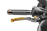  Puig Brems-Kupplungshebel zB Yamaha YZF-R1 (RN22) 2009-2014 schwarz, Versteller Gold, Schiebeelement Gold, Knick-und verstellbar