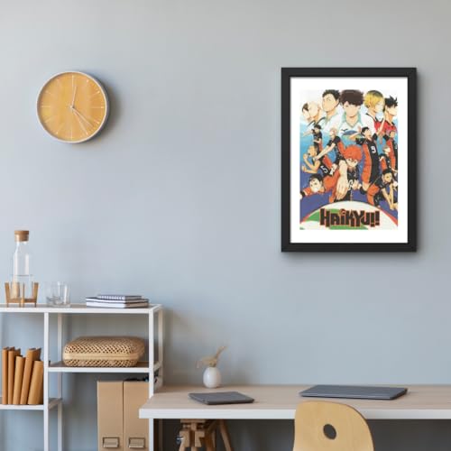 Image of CRAFT QUEST Haikyuu Anime Poster Laminated Posters Framed Painting For Anime Naruto Fans Wall Decor, Home Decor with Matte Black Frame (14 Inches x 10 Inches)