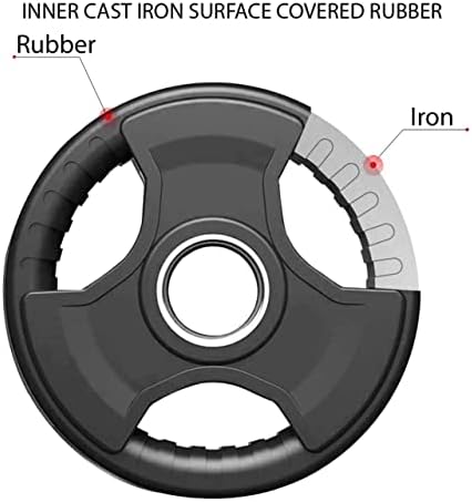 Lions Olympic Weight Plates - Rubber Coated Cast Iron 2inch 5cm Discs Bar Hole Standard Weights Plates for Home Gym Barbell Bar, Weightlifting Training Fitness Workout