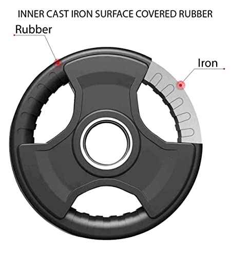 Lions 2 x 7.5kg Olympic Weight Plates Set - Rubber Coated Cast Iron 2inch 5cm Discs Bar Hole Standard Weights Plates for Home Gym Barbell Bar, Weightlifting Training - Image 6
