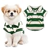 Dog Shirt Polo Shirt Striped Collar Puppy Clothes Summer Button Up Pet Clothes for Small Medium Dogs Cats for Boy Girl Pets (Green, Medium)