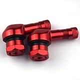 Coppia di 2 valvole senza camera d'aria per ruote moto, in lega di alluminio CNC, design ad angolo di 90 gradi, con gomma sigillante per una ritenzione dell'aria affidabile (rosso)