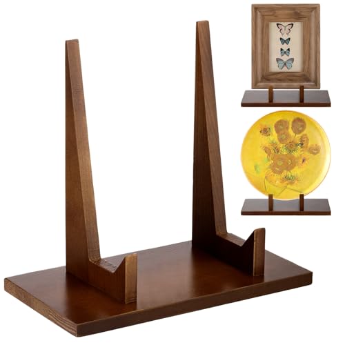 RattanView 1pcs Wood Display Stand 5.9in Plate Stand Decorative Plate Easel