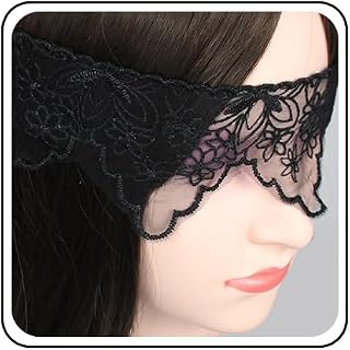 Mysterious Lace Masquerade Mask Sexy Blindfold Hollowed Flower Lace Black Sleep Mask Adjustable Eye Mask Halloween Cosplay Costume Party Accessories Valentine Gifts for Women (Style10)