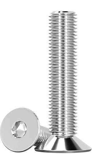 Image of Humyu M8 Bolts Flat Head, M8 Countersunk Bolts 40mm 304 Stainless Steel, Flat Head Hex Socket Cap Screws Bolts, Full Thread Fasteners, Bright Finish, for DIY Repair (Pack of 10)