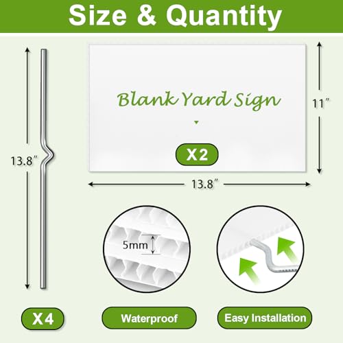 image for Gtongoko Blank Yard Signs with Stakes, 2 Set 13.8 x 11 Inches White Co