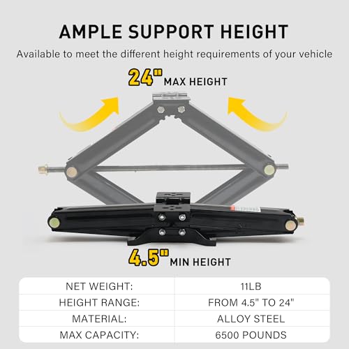 Image of RV Scissor Jack Stabilizer 7500lbs Heavy Duty 24 inch RV Trailer Stabilizer Leveling Scissor Jack for RV Camper with Crank Handle (New 24'' 1pc)