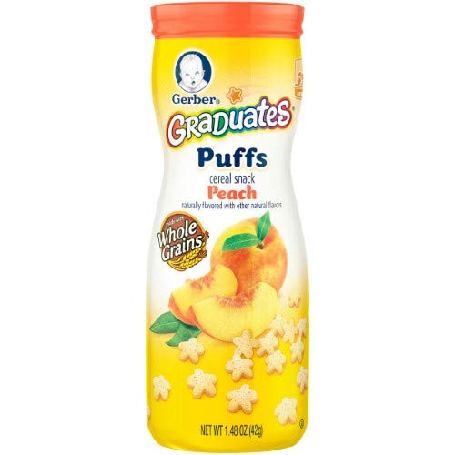 Gerber Graduates Puffs Cereal Snacks, Peach, 1.48 OZ (Pack of 2)