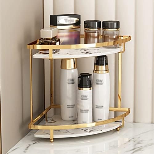 WDSOPK Makyaj Depolama Rafı, 2-3 Katmanlı Kozmetik Saklama Sepeti, Banyo için Tel Depolama Rafı, Şifonyer, Lavabo Tezgahı (Altın-22,5 x 47 cm) - Görsel 2