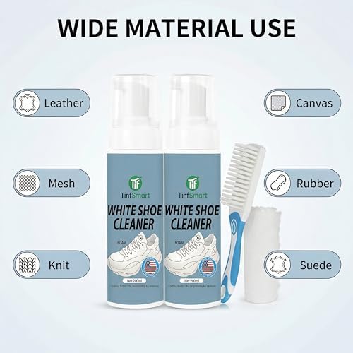 White Shoe Cleaner Kit - 6.76 fl.oz Sneaker Cleaner Foam to Remove Stains & Dirt, All-in-One Shoe Cleaning Kit for White Leather, Canvas, Mesh & Rubber Shoes, Travel-Friendly Fast-Drying Formula — view 8