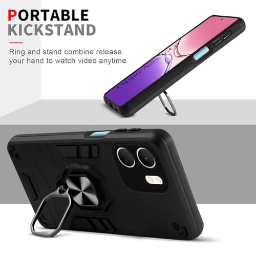 Image of AIBEX Armor Back Cover Compatible for Oppo A5X 5G| Rugged Shockproof Case with Ring Holder & Kickstand | Military-Grade Protection | Magnetic Car Mount Compatible