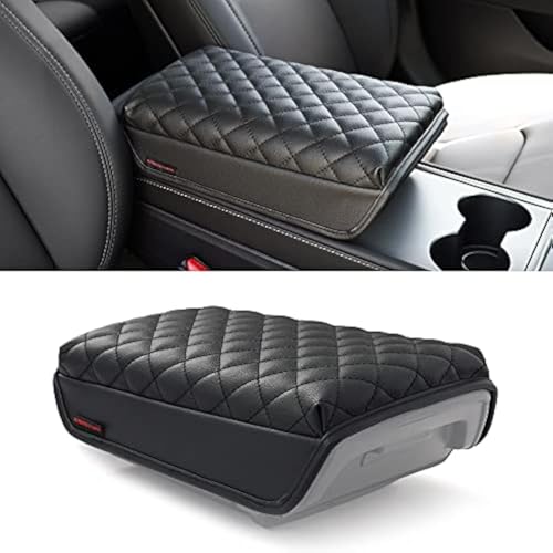 KMMOTORS Model y, Model 3 (2021-2024) Center Console Cover Quilting Black, Armrest Cushion, Console Protector, Vegan Leather (Black) by KMMOTORS - Used condition - US$27.38