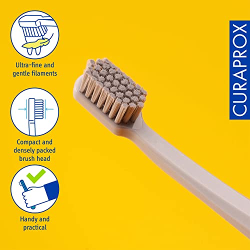 Image of Curaprox CS 12460 Velvet Soft Toothbrush - Sensitive Gum Care | Ultra-Gentle Cleaning with 12,460 Filaments | Single Pack, Grey