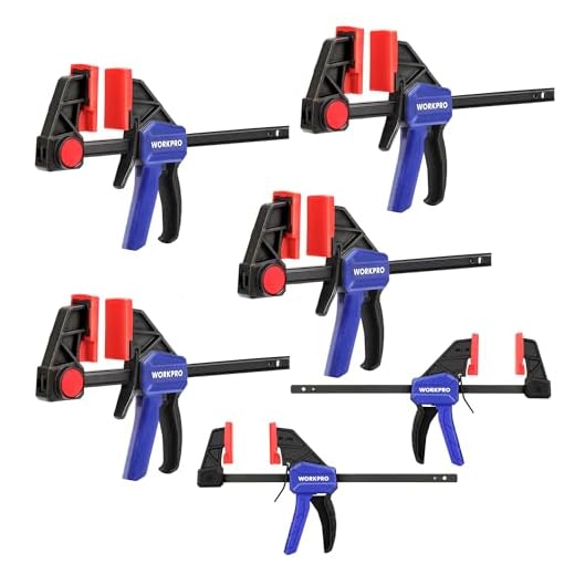 WORKPRO 6PC Clamps for Woodwork, 150 mm Light duty and Mini Bar Clamp Set, Quick-release One-handed Clamp / Spreader, Ideal for Woodworking and DIY Projects, Max 23& 68 kg Load Limit
