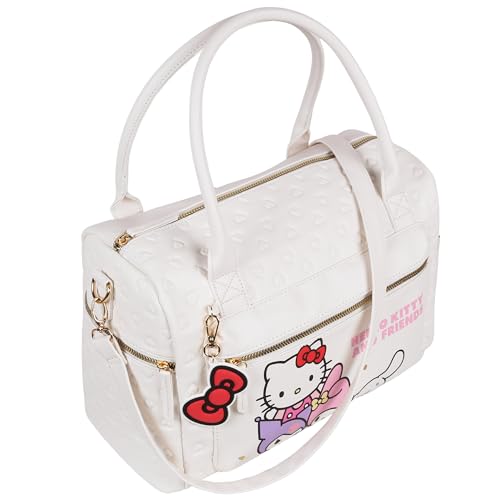 Hello Kitty torba podróżna, torba turystyczna, torba weekendowa na zamek, biała 38x26x16 cm