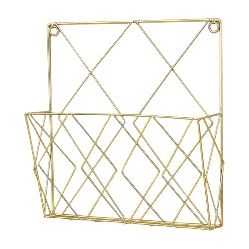 Folpus Porte-revues mural en métal pour journaux et livres, porte-brochures décoratif en fer, or