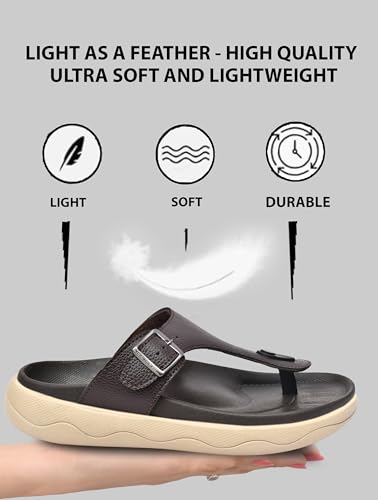Image of HEALTH FIT Extra Soft Premium Classic Cushion Sliders /with Adjustable Buckle Strap & Light Weight Anti-SkidWaterproof Luxurious Slippers for Men's HF121