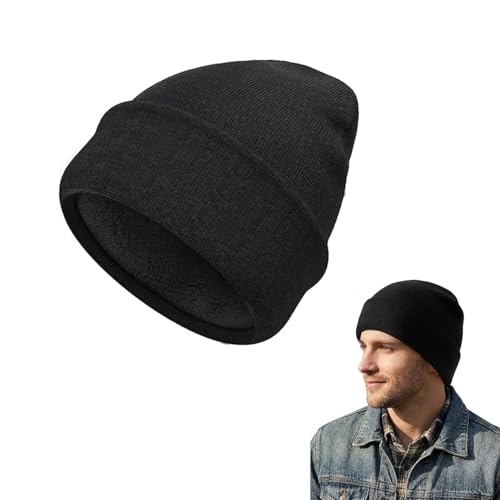 wakouter Thermal Winter Hats, Beanie for Men Women Winter Thick Thermal Beanie for Running, Warm Fleece Lining Knit Warm Hat, Winter Knit Caps Ski Unisex (Black)