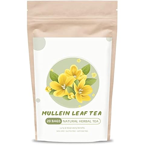 Mullein Leaf Tea, 20 Count Organic Mullein Tea Bags for Lung Cleanse, Mullein Herbal Tea Cover