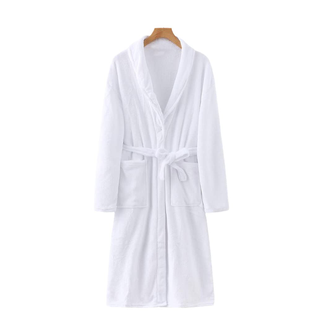 keusyoi Damski zimowy flanelowy szlafrok kimono szlafrok pogrubiony polar koszula nocna z kieszeniami długa bielizna nocna męska bielizna nocna odzież domowa