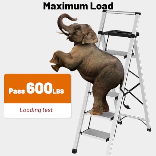 AOPENG 5 Step Ladder with Tool Tray - 600lbs Heavy Duty Lightweight Step Stool with Extended Handrails, Work Platform for Home Maintenance & DIY Projects by AOPENG - Image 6